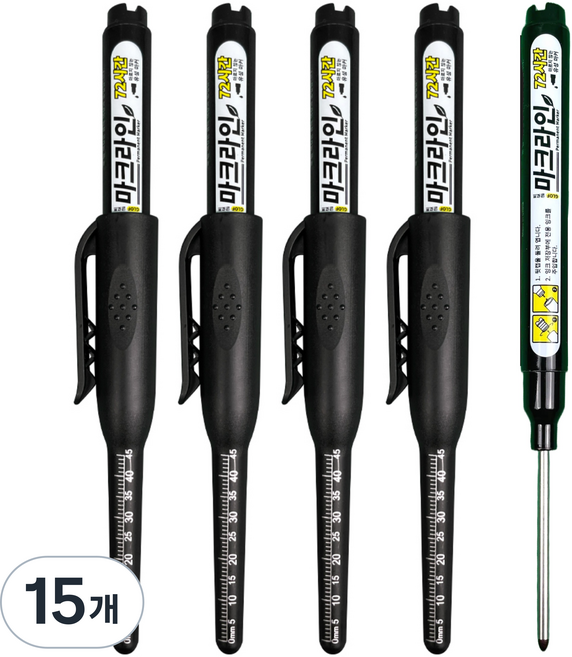 마크라인 45mm 목공용 마커펜 다용도 장시간 사용가능, 블랙, 15개