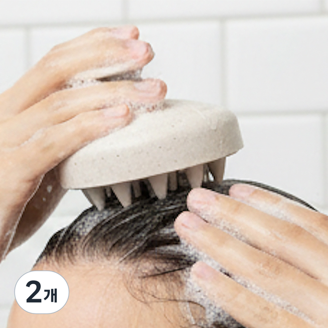 누띤 두피 마사지 실리콘 샴푸 브러쉬, 2개, 화이트