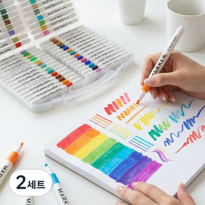 올리올망 패브릭 마카 아크릴 마카펜 세트, 2세트, 60색