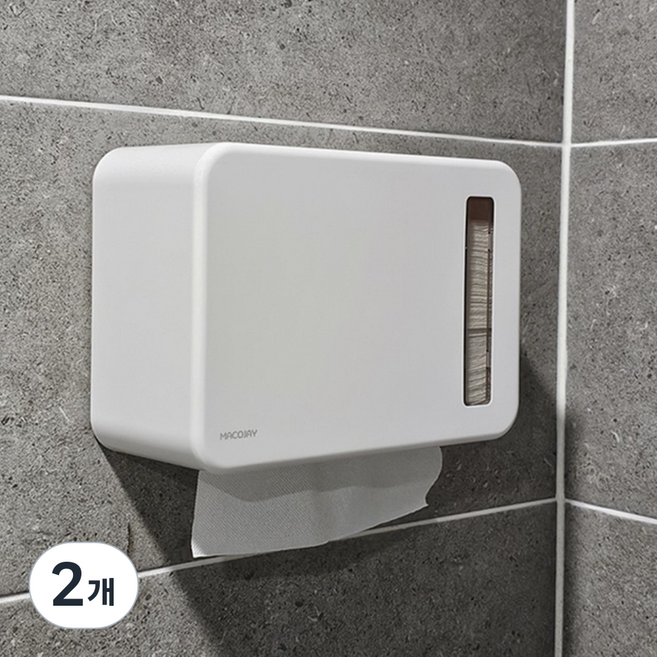 마코제이 폭12cm 확장형 무타공 시그니처 핸드타올 케이스, 화이트 / 스탠다드 사이즈 (폭 12cm), 2개