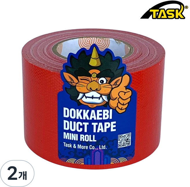 도깨비 수출용(국내산) 덕트테이프 덕테이프 미니롤 RED 50mmX10m, 2개