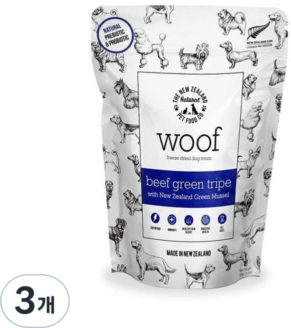 워프 비프 그린트라이프 동결건조 간식, 40g, 3개