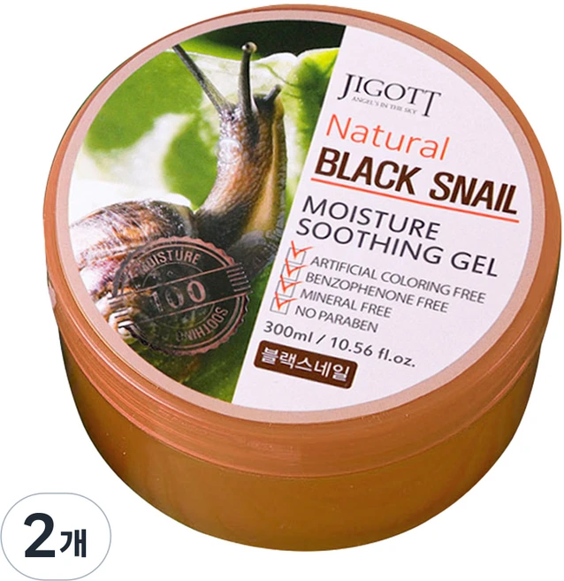 지고트 네츄럴 블랙스네일 모이스처 수딩젤, 300g, 2개 - 쿠팡