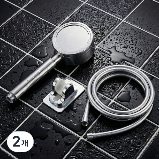 시그니처 스텐304정품 샤워헤드 거치대 샤워줄세트, 샤워헤드+거치대+샤워줄, 2개