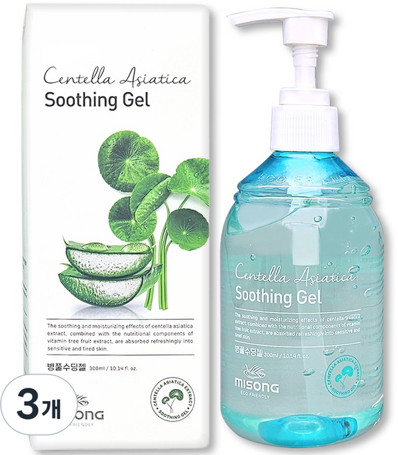 병풀 추출물+알로에베라 피부 진정 병풀 수딩젤, 3개, 300ml