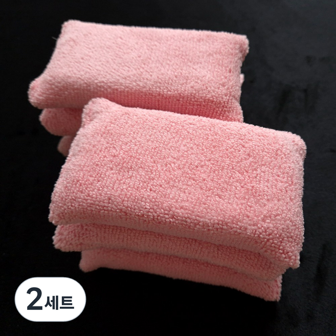 콤팩트 어플리케이터 6P 세트구성 극세사 미니 세차 스펀지, 핑크, 2세트