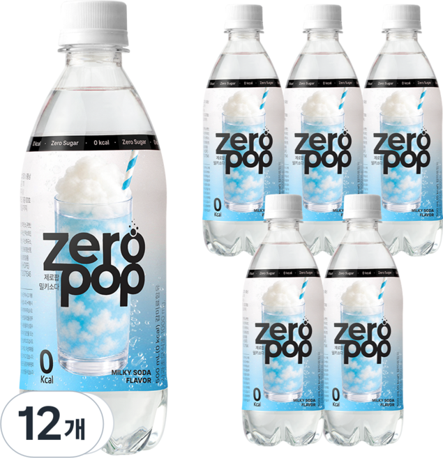 잇더핏 제로팝 밀키소다맛 애사비소다 제로 탄산음료, 12개, 500ml