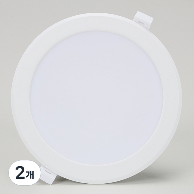 비츠온 LED 다운라이트 6인치 15W 슬림 방습형 매입등, 화이트+주광색, 2개