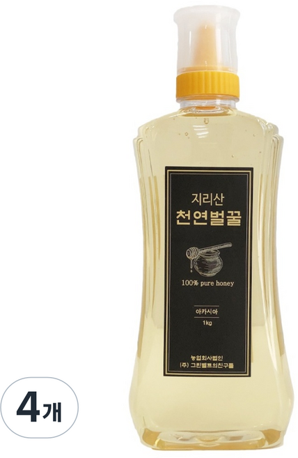 자연에서 온 지리산 자연벌꿀 자연산 아카시아꿀, 1kg, 4개