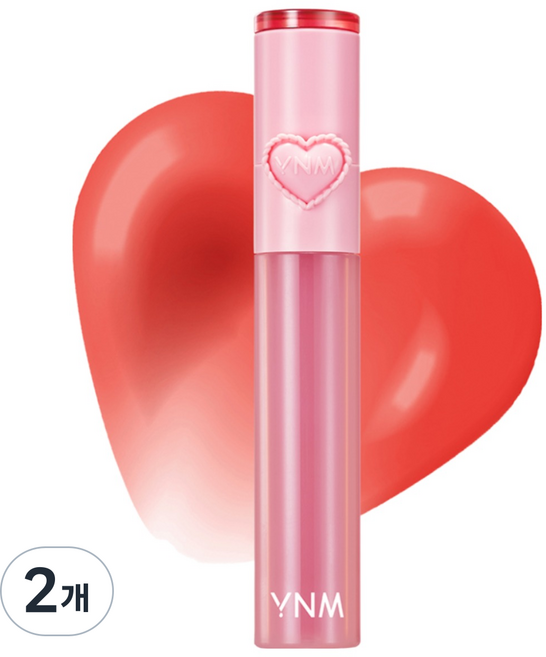 YNM 하트 젤링 틴트(실리콘 브러쉬 내장), 2개, 2.6g, 03 파파야젤링