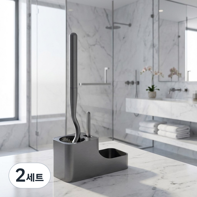 픽앤고 슬림웨이브 변기솔, 2세트, 그레이