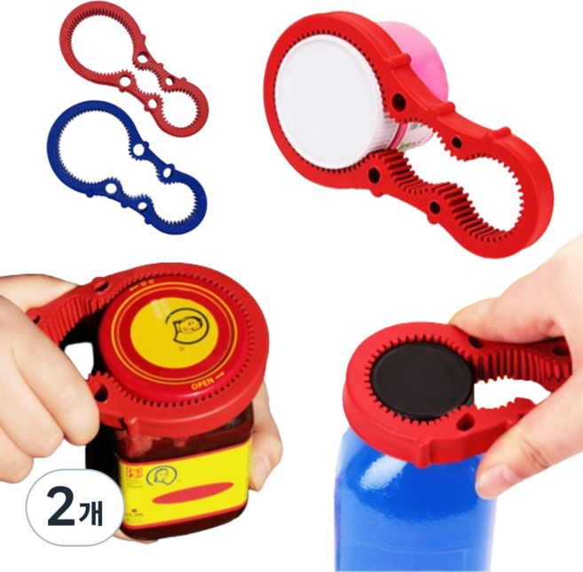 때깔좋은집 핸들형병따개 뚜껑 따개 음료수 양념병 생수병 소스통 오프너, 2개, 블루