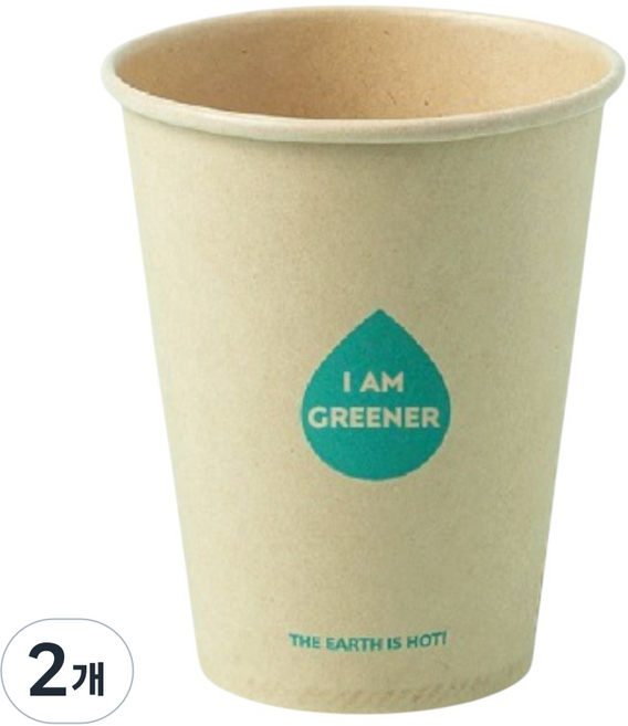 아이엠그리너 일회용 대나무 종이컵 8온스 240ml, 2개