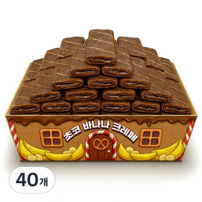 스낵큐 노브랜드 과자, 40개, 초코바나나 크레페
