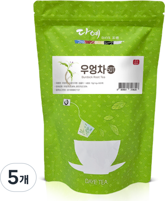 [본사직영] 다예 100% 국산 맛있는 우엉차 생분해 삼각티백, 50개입, 5개