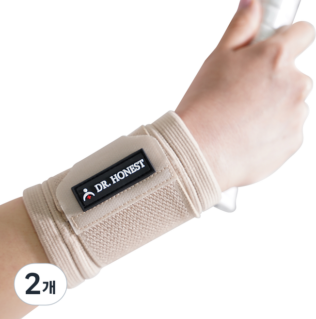 정직한닥터 더블락킹 손목보호대 스트랩 손목 아대, 베이지, 2개
