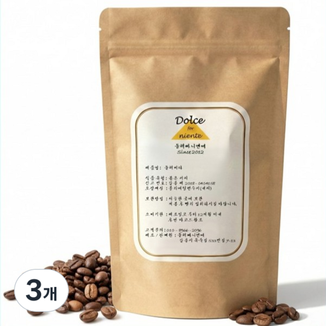 [강릉 1인 로스터리] 돌체비타 블렌딩 커피 원두 수제 로스팅, 150g, 3개, 홀빈(분쇄안함)