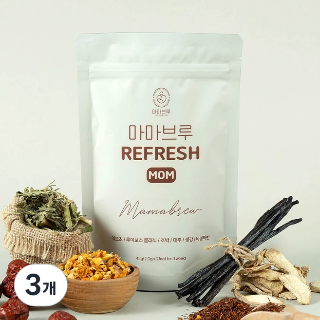 [마마브루] RefreshMom 리프레시맘 산후조리 루이보스, 3개, 42g - 쿠팡