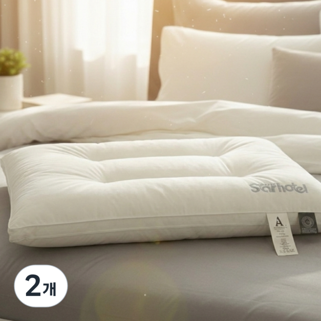 루베리코 푹신한 고중량 호텔용 낮은 경추 베개솜, 2개, 화이트