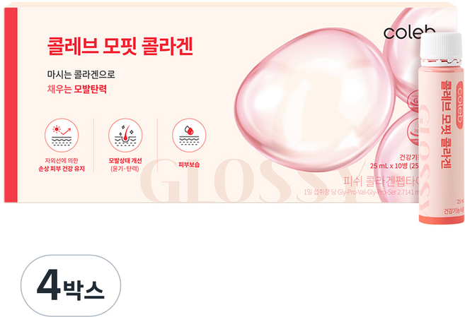 콜레브 모핏 콜라겐 저분자콜라겐펩타이드 3270 건강기능식품 어린콜라겐 모발케어 헤어콜라겐, 4박스, 250ml