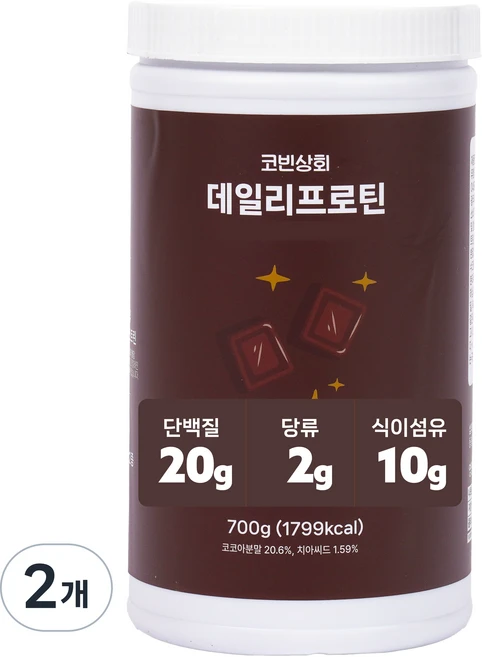혈당케어 단백질 쉐이크 데일리 프로틴, 700g, 2개, 리얼생초코 - 쿠팡