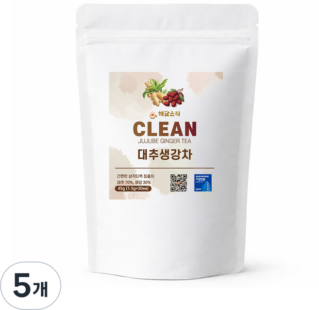해담은티 대추생강차 친환경 삼각티백, 5개, 30개입, 1.5g