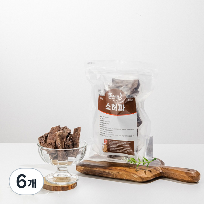 [펫스낵스] 제조일 15일 이내 도축된 한우, 6개, 300g, 국내산 소 허파