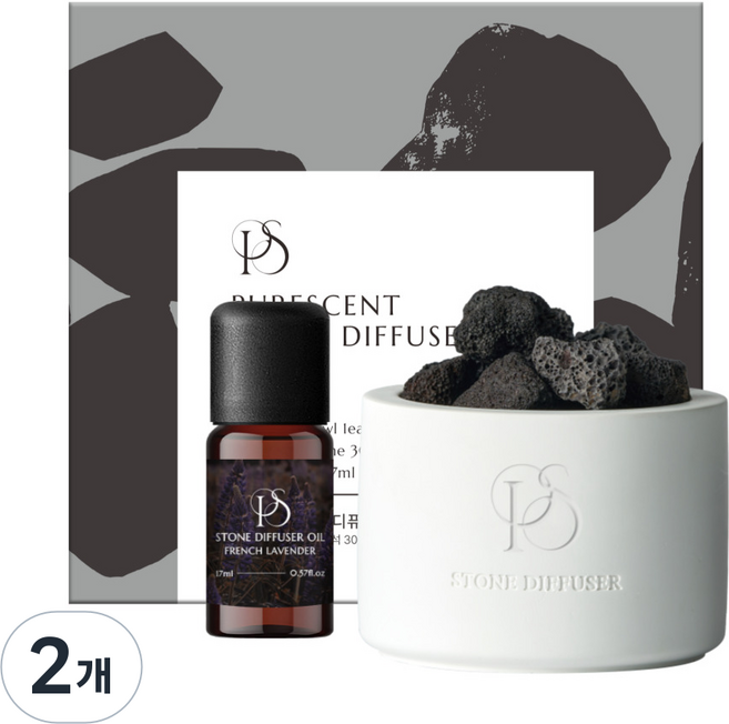 집들이 고급스런 선물 대용량 퓨레센트 화산 스톤디퓨저세트, 2개, 17ml, 블랙체리
