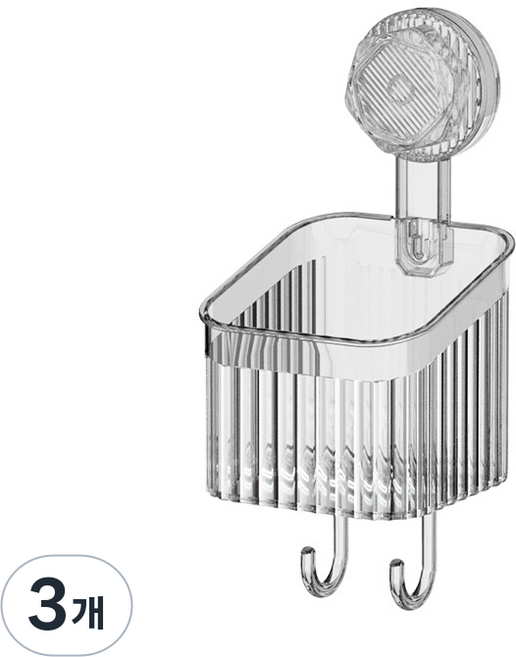 강력 진공 흡착식 욕실 벽걸이 무타공 수납 선반, 3개, 화이트+소형