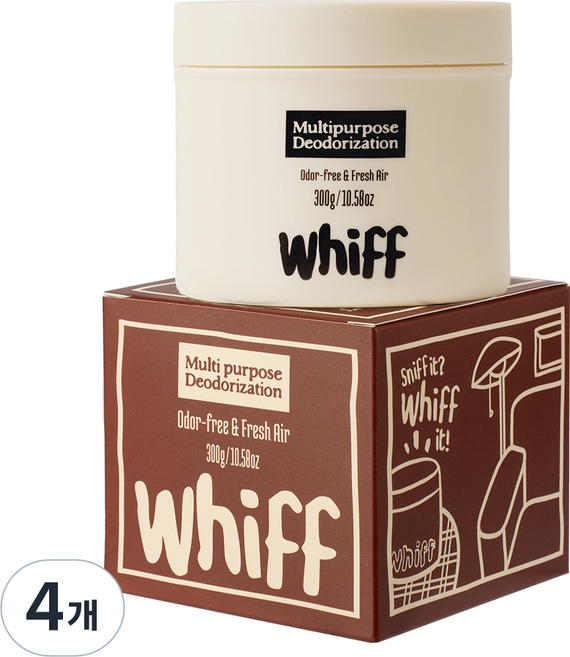 위프 탈취제 WHIFF 화장실 담배 새집증후군 홀애비 소변기 초강력 냄새 제거 헤이즈 베이지, 4개, 300g