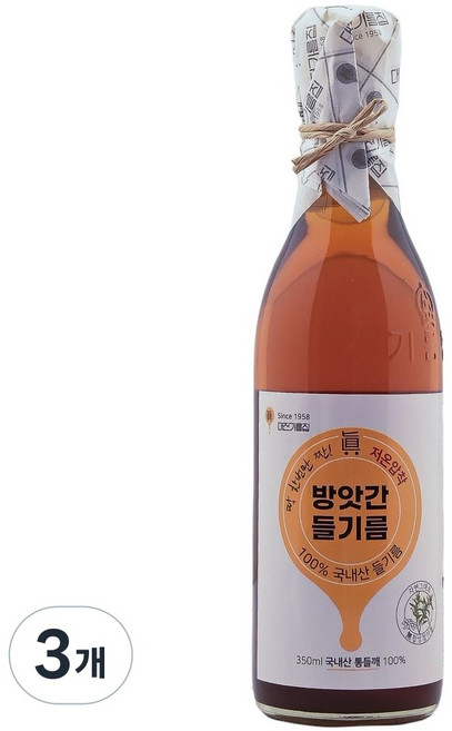 대전기름집 100% 국산 들기름, 350ml, 3개
