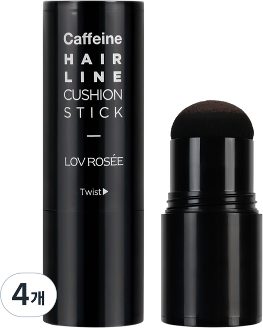 로브로제 카페인 헤어 라인 쿠션 스틱 3g / 흑채 M자 빈모 정수리 가르마 커버, 4개, 내추럴블랙(흑갈색)