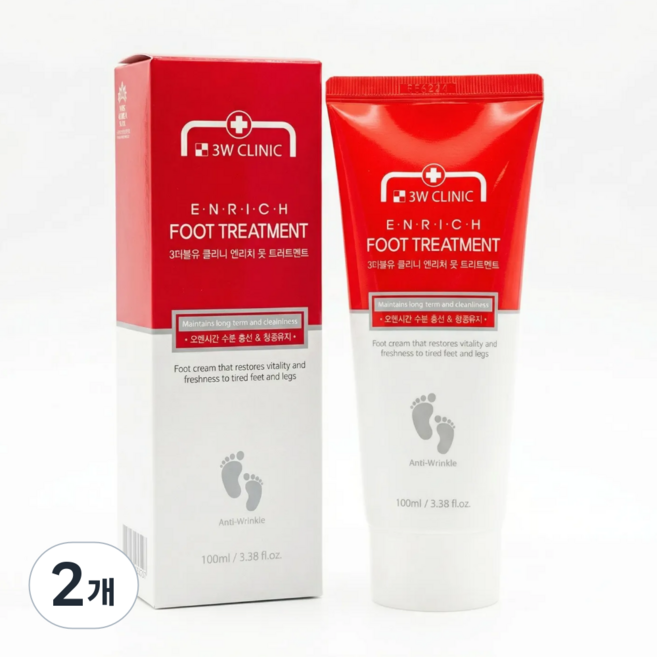 3W 클리닉 엔리치 풋 트리트먼트 발 보습 각질 케어, 1개입, 2개, 100ml