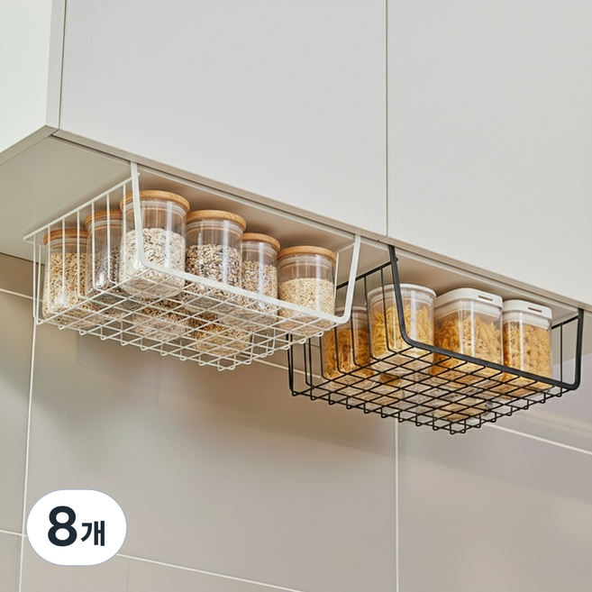 필굿리빙 상부장 하부장 걸이형 언더 선반, 8개, 화이트