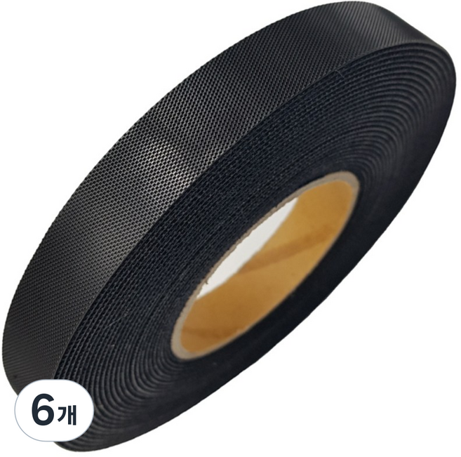 케이엘컴퍼니 폭 2cm 전선정리 양면벨크로 케이블타이형 찍찍이타이 검정색 10미터, 슬림형, 6개
