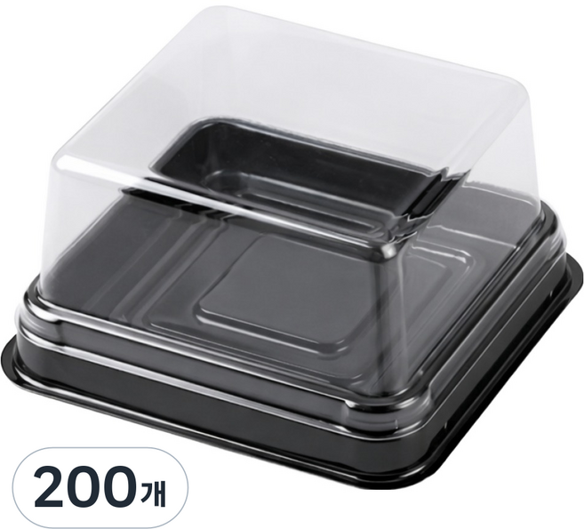고이담100P 세트 투명 사각 화과자 월병 떡 두쫀쿠 포장 용기 PET 케이스, 200개, 사각 소형 블랙