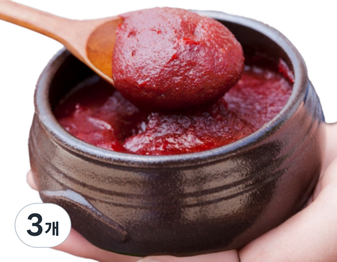 [산골행복콩]국산 명품 수제 안매운 전통 고추장, 3개, 1kg