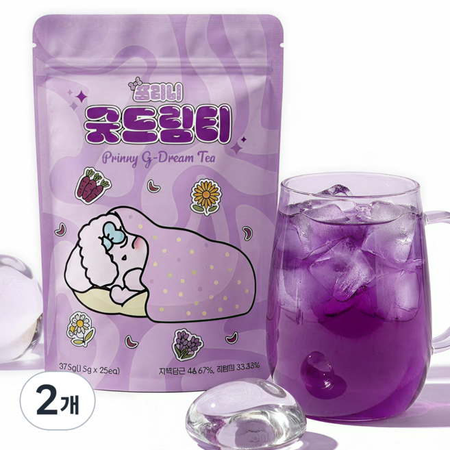 프리니 굿드림티 수면차 숙면차 불면증 라벤더 캐모마일 편안한 나이트티, 2개, 25개입, 37.5g