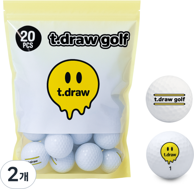 티드로우 고반발 비거리 삼선라인 캐릭터 골프공 화이트, 20개입, 2개