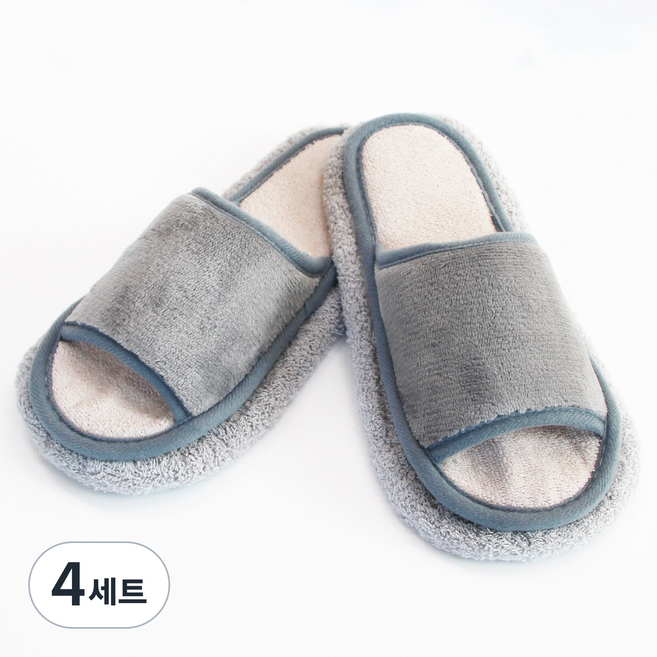 필굿리빙 찍찍이 청소슬리퍼, 4세트, 라이트그레이