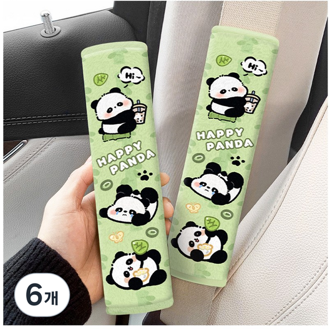 ANYOU 안전벨트 커버 남녀 커플룩 귀여운 판다 2P세트AQDHT038LV, 6개, 그린Green