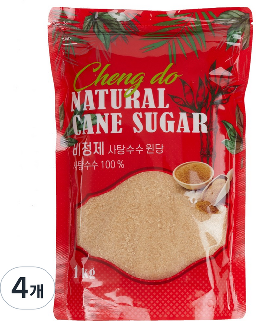 달곰 사탕수수 비정제 원당 설탕, 1kg, 4개