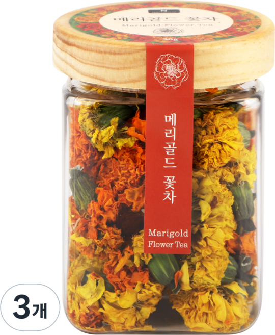 네이쳐리브 제주 수제 메리골드 꽃차 마리골드 꽃송이 용기형, 30g, 1개입, 3개