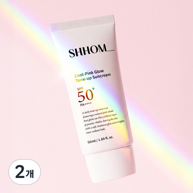[생기있는 톤업 SPF50+] 숌 쿨핑 글로우 톤업 선크림, 2개, 50ml