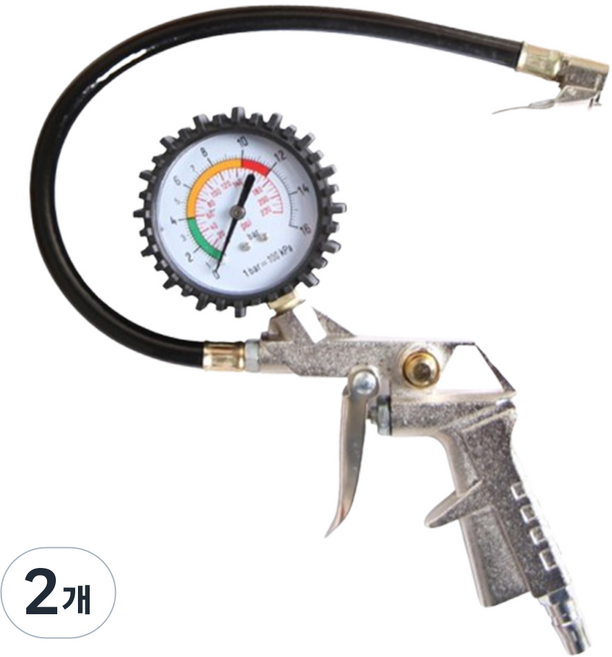 제이팩 타이어 공기압 아날로그 게이지, 2개, 실버