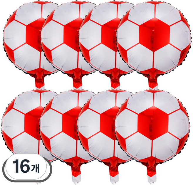 스마일파티 18인치 축구공 농구공 야구공 호일 풍선, 16개, 축구공-흰빨