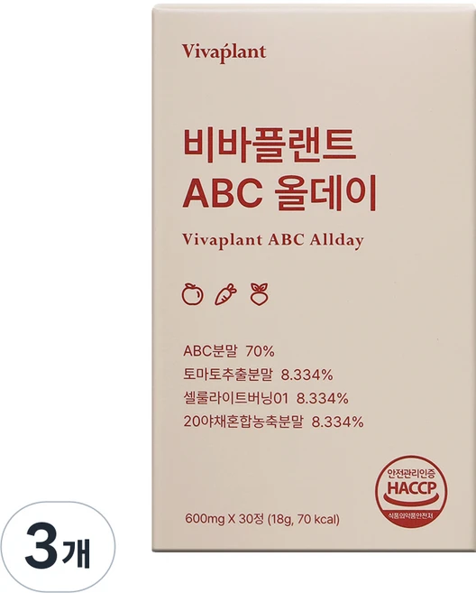 비바플랜트 ABC 올데이, 3개, 30정 - 쿠팡