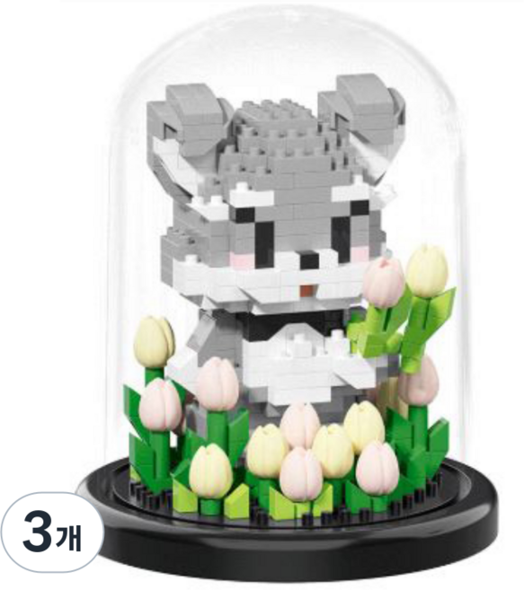 [나노킹-호환블럭] 유리관 동물 나노블럭 DN010, 3개, 강아지