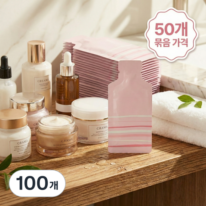위생적인 일회용 여행용 소분용기 화장품 공병세트, 100개, 핑크