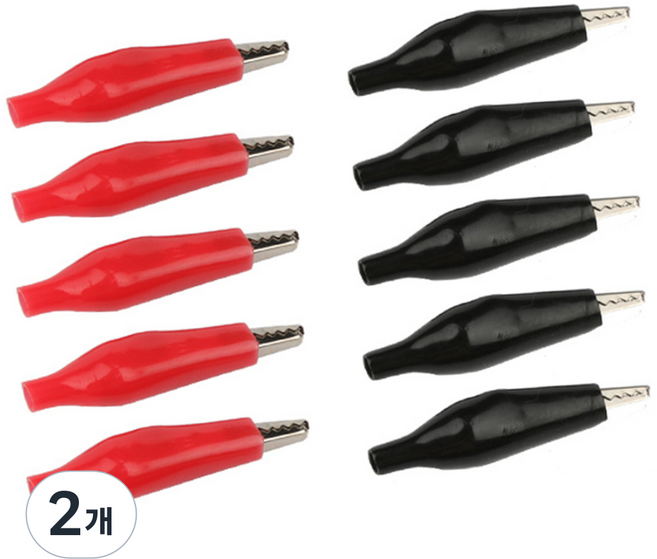 악어클립 전선 집게, 중형블랙5개+중형레드5개, 2개